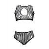 Schwarzes verführerisches Netzset mit bauchfreiem Top und Taillenslip von Le Désir by Shots – Ansicht 14