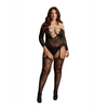 Schwarzer aufreizender Bodystocking mit tiefem V Ausschnitt und Strumpfhaltern von Le Désir by Shots – Ansicht 8