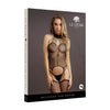 Schwarzer aufregender Straps Catsuit mit tiefem V Ausschnitt und Schnürdesign von Le Désir by Shots – Ansicht 2