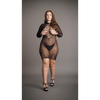 Schwarzes verführerisches Netzkleid mit elegantem Stehkragen von Le Désir by Shots – Ansicht 14