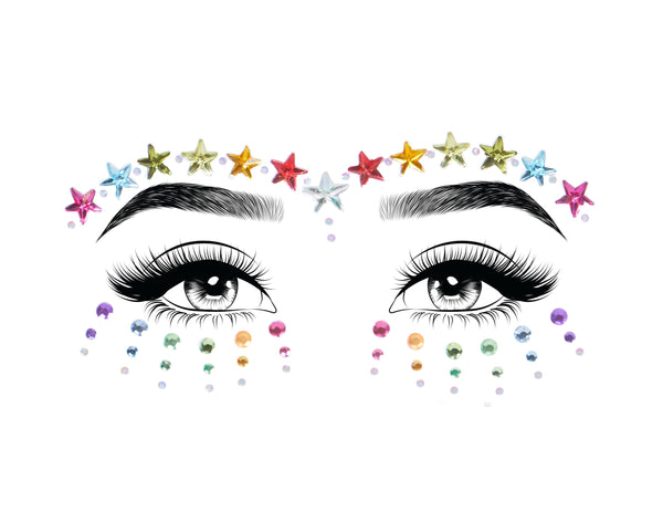 Bunte Sterne und Diamanten Juwelen Sticker | Leg Avenue