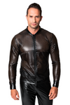 Perforierte Wetlook Jacke mit geometrischem Strukturmuster | Noir Handmade Men