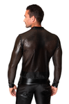 Perforierte Wetlook Jacke mit geometrischem Strukturmuster | Noir Handmade Men