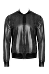 Perforierte Wetlook Jacke mit geometrischem Strukturmuster | Noir Handmade Men