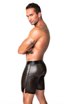 Perforierte Herren-Shorts mit Kunstleder-Akzenten und Reißverschluss | Noir Handmade Men