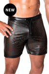 Perforierte Herren-Shorts mit Kunstleder-Akzenten und Reißverschluss | Noir Handmade Men