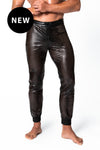 Perforierte Wetlook Herren-Hose mit Elasthan-Anteil und Polymerbeschichtung | Noir Handmade Men