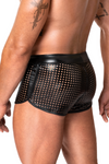 Perforierte Kunstleder-Shorts mit elegantem Strukturdesign | Noir Handmade Men