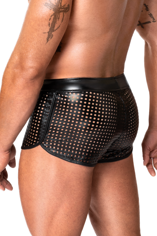 Perforierte Kunstleder-Shorts mit elegantem Strukturdesign | Noir Handmade Men