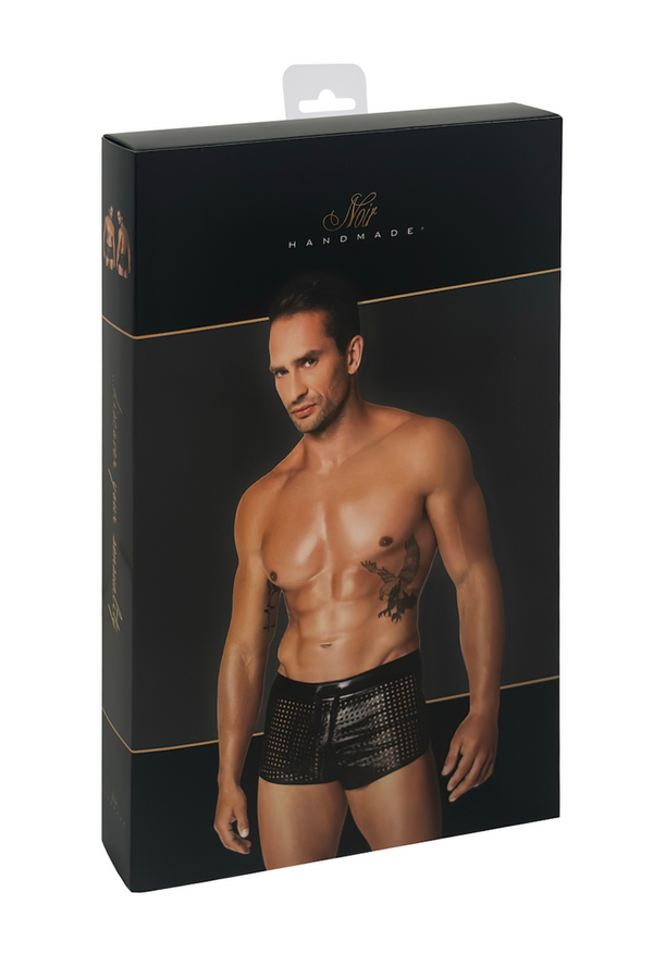 Perforierte Kunstleder-Shorts mit elegantem Strukturdesign | Noir Handmade Men