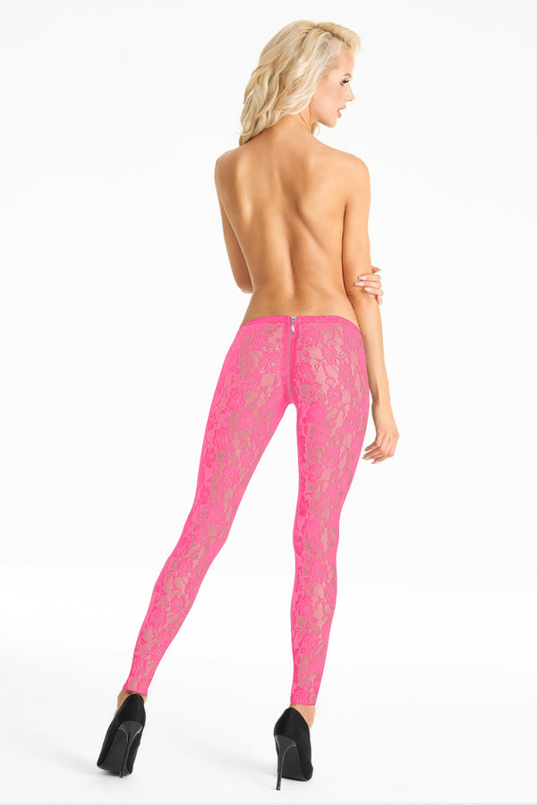 Transparente Spitzen-Leggings mit Reißverschluss und Gummibund | 7Heaven