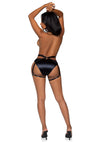 Schwarzes verführerisches Wetlook Harness für sinnliche Momente von Leg Avenue – Ansicht 7