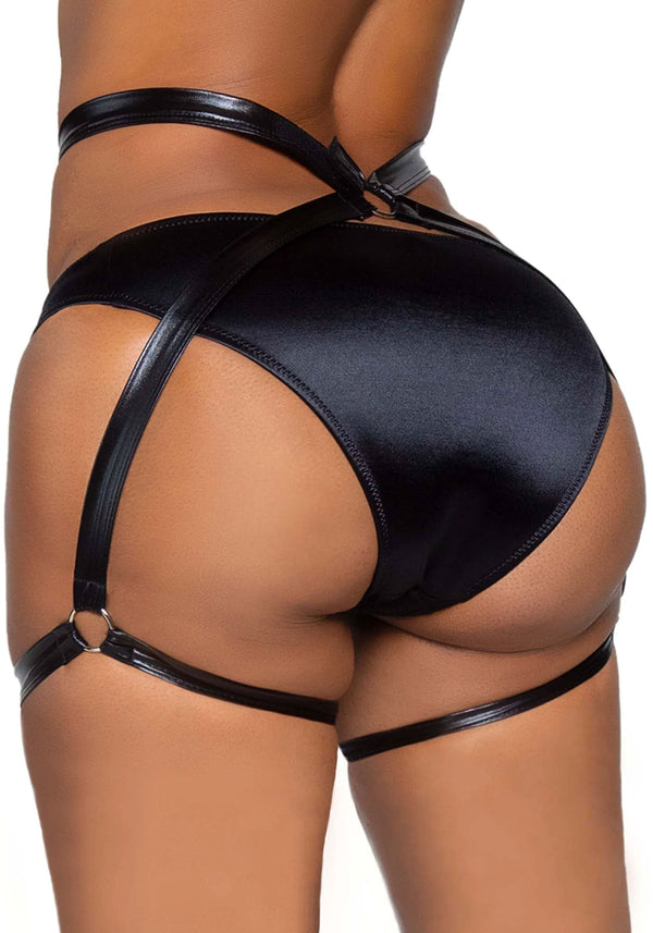Sexy BDSM Strumpfhalter Set im Wet-Look schwarz | Leg Avenue