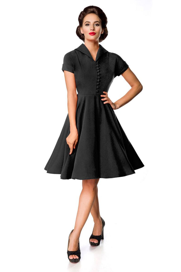 Kleid Premium Retro Swing-Kleid mit Umlegekragen & angeschnittenen Ärmeln schwarz_73791.jpg