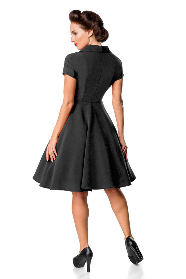 Kleid Premium Retro Swing-Kleid mit Umlegekragen & angeschnittenen Ärmeln schwarz_74106.jpg