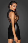 Kurzes Kleid mit Powerwetlook Rock und Tüll Oberteil F241 - Schwarz | Noir Handmade_115144.jpg