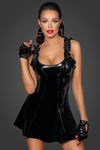 Kurzes PVC Kleid mit ausgestellten Schultern F248 - Schwarz | Noir Handmade_115166.jpg