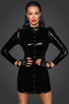Kurzes PVC Kleid mit goldenen Schnallen F246 - Schwarz | Noir Handmade_115161.jpg