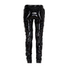 Skinny Wet-look Hose mit seitlicher Schnürung Schwarz | lovesect
