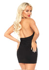 Rückenfreies Minikleid tiefer V-Ausschnitt schwarz | Leg Avenue