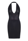 Rückenfreies Minikleid tiefer V-Ausschnitt schwarz | Leg Avenue