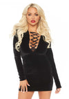 Samt Minikleid langarm schwarz | Leg Avenue