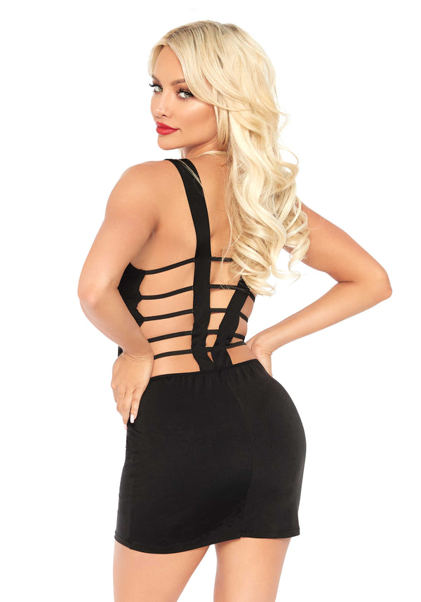 Minikleid mit V Ausschnitt schwarz | Leg Avenue