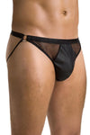 Ouvert-Herren-Slip mit Metallringen, Netz und Kunstleder | Passion Menswear