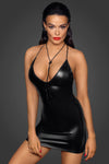 Mini Powerwetlook Kleid mit Schnürrung auf der Rückseite F252 - Schwarz | Noir Handmade_115178.jpg