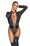 F328 Transparenter Netzbody mit Chiffon-Oberteil | Noir Handmade