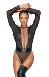 F328 Transparenter Netzbody mit Chiffon-Oberteil | Noir Handmade