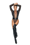 F328 Transparenter Netzbody mit Chiffon-Oberteil | Noir Handmade
