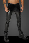 Wetlook Herren Hose mit Schlangen-Struktur und Reißverschluss | Noir Handmade Men