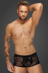Herren Shorts mit floralem Flockdruck und offenem Hosensteg | Noir Handmade Men