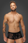 Herren Shorts mit floralem Flockdruck und offenem Hosensteg | Noir Handmade Men