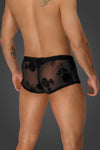Herren Shorts mit floralem Flockdruck und offenem Hosensteg | Noir Handmade Men