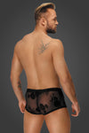 Herren Shorts mit floralem Flockdruck und offenem Hosensteg | Noir Handmade Men