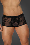 Herren Shorts mit floralem Flockdruck und offenem Hosensteg | Noir Handmade Men