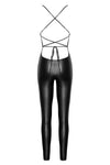 Wetlook Catsuit mit Krokodilstruktur, 2-Wege Reißverschluss | Noir Handmade