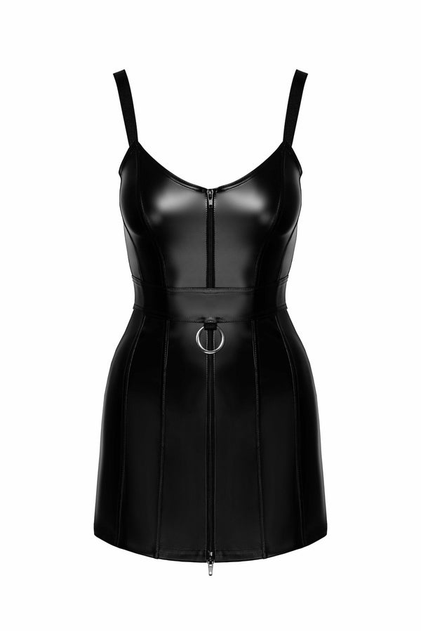 Wetlook Minikleid mit Reißverschluss und verstellbaren Trägern | Noir Handmade