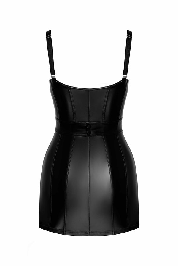 Wetlook Minikleid mit Reißverschluss und verstellbaren Trägern | Noir Handmade