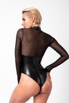 Transparenter Netz-Body mit Reißverschluss und Metallringen | Noir Handmade