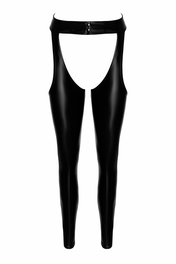 Elegante Chaps mit Knopfverschluss und glänzender Oberfläche | Noir Handmade