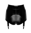 Wetlook Shorts mit abnehmbaren Strumpfhaltern und Reißverschluss | Noir Handmade