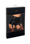 Wetlook Shorts mit abnehmbaren Strumpfhaltern und Reißverschluss | Noir Handmade