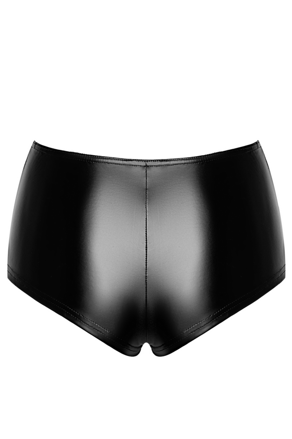 Elastische High-Waist Shorts mit glänzender Polymerbeschichtung | Noir Handmade