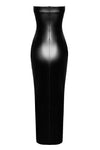 Langes Wetlook Kleid mit seitlichem Schlitz und Reißverschluss | Noir Handmade
