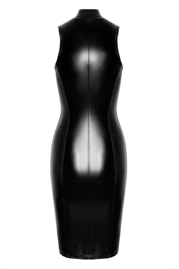 Elegantes Wetlook Kleid mit zweiwege Reißverschluss | Noir Handmade