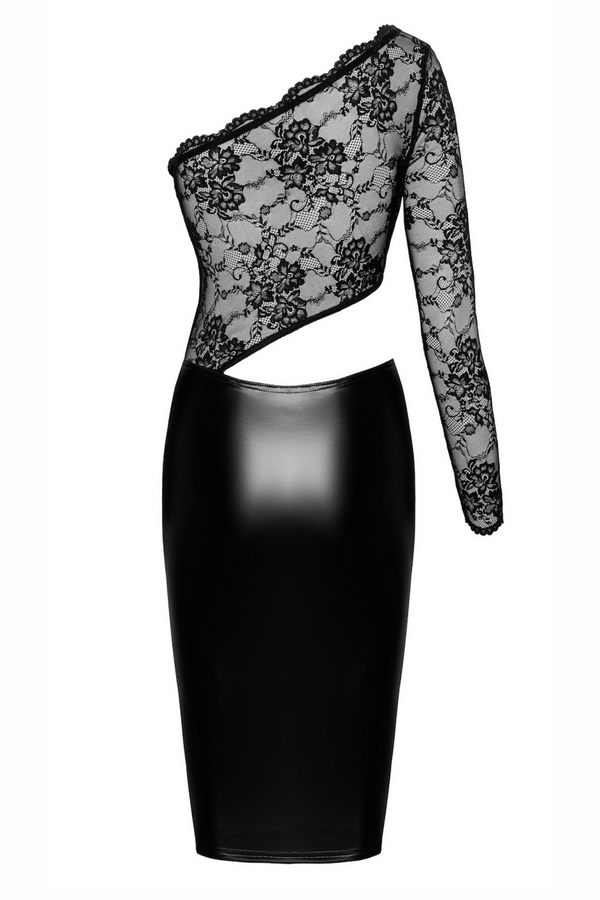 Wetlook-Kleid mit Spitzendetails und elegantem Schnitt | Noir Handmade