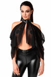 Transparenter Neckholder-Bolero mit Druckknöpfen | Noir Handmade